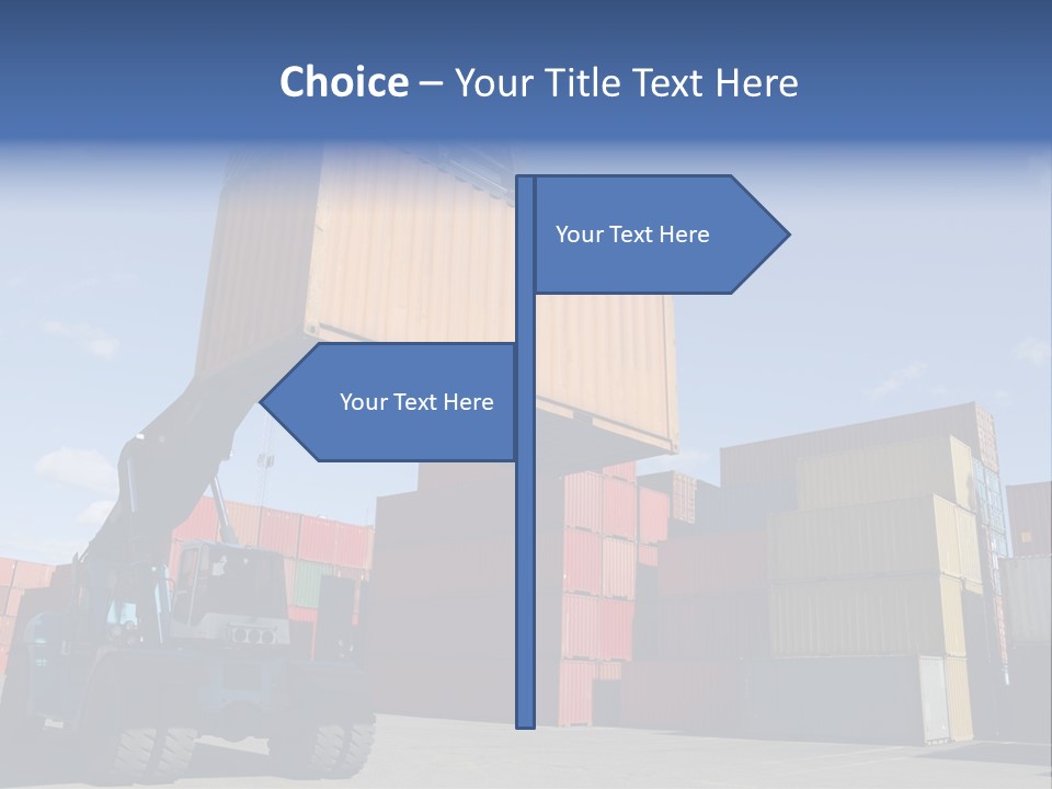 Forklift Truck Moving Containers In A Busy Commercial Port PowerPoint Template