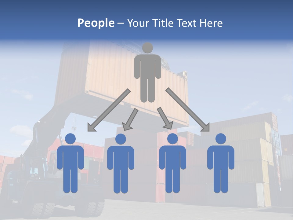 Forklift Truck Moving Containers In A Busy Commercial Port PowerPoint Template