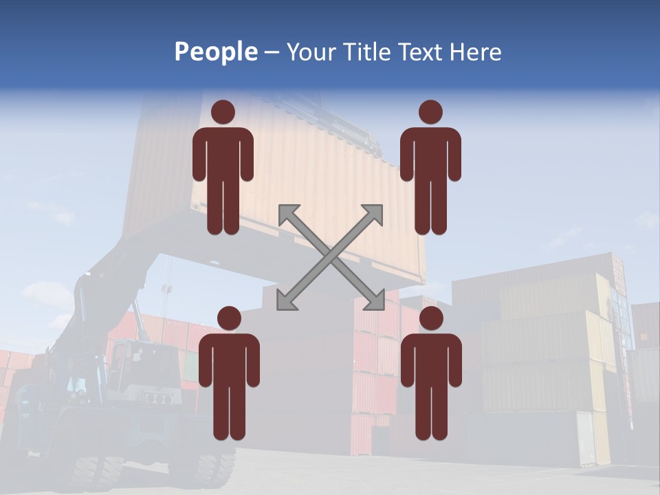 Forklift Truck Moving Containers In A Busy Commercial Port PowerPoint Template