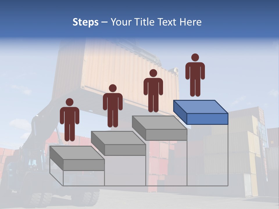 Forklift Truck Moving Containers In A Busy Commercial Port PowerPoint Template