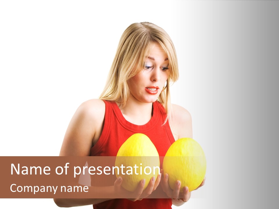 A Woman Considering A Breast Augmentation (Metaphor, Rather Astonished) PowerPoint Template