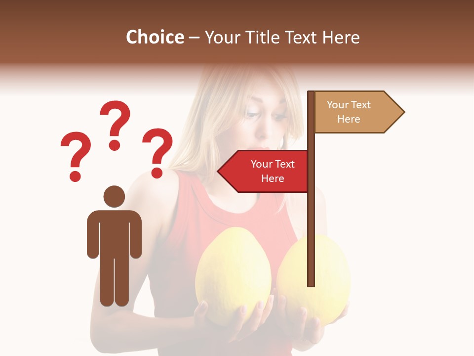 A Woman Considering A Breast Augmentation (Metaphor, Rather Astonished) PowerPoint Template