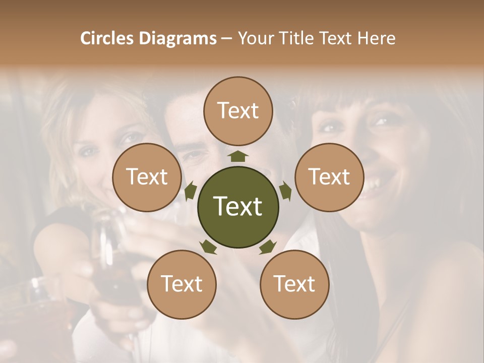 Healthy Living: Friends At A Restaurant Having Fun Together PowerPoint Template