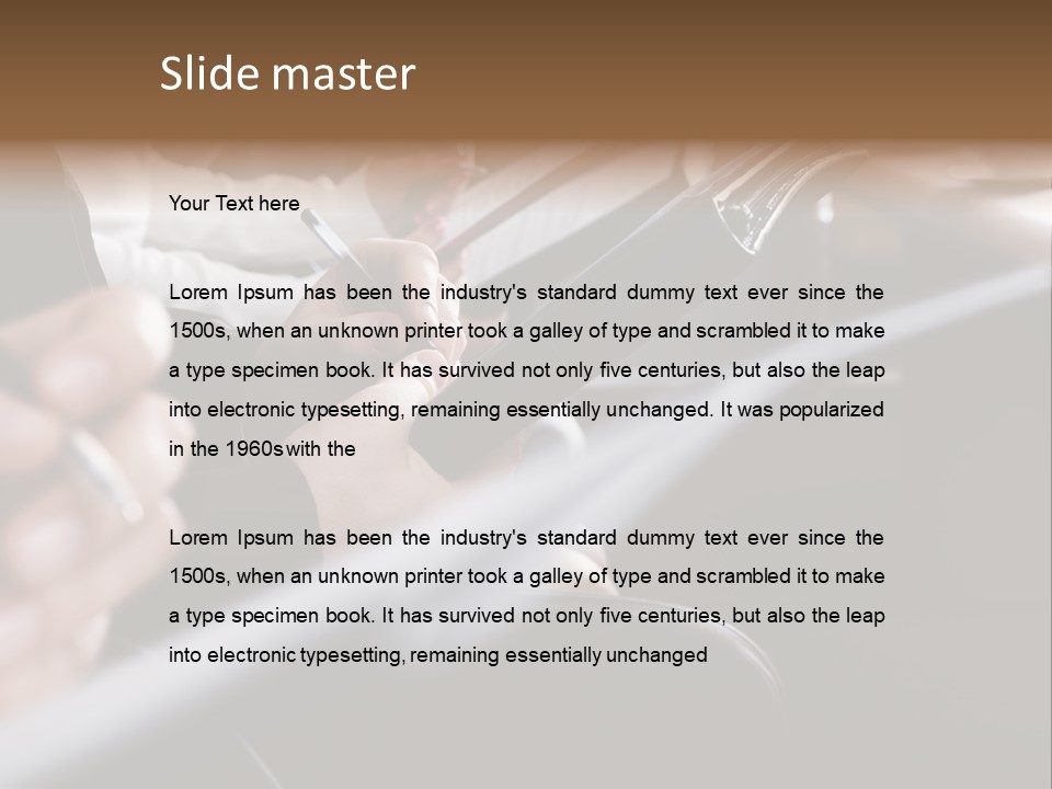 Row Of Hands Filling In A Form PowerPoint Template