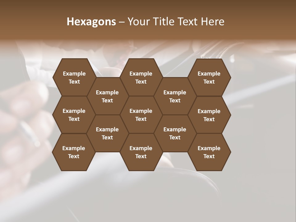 Row Of Hands Filling In A Form PowerPoint Template