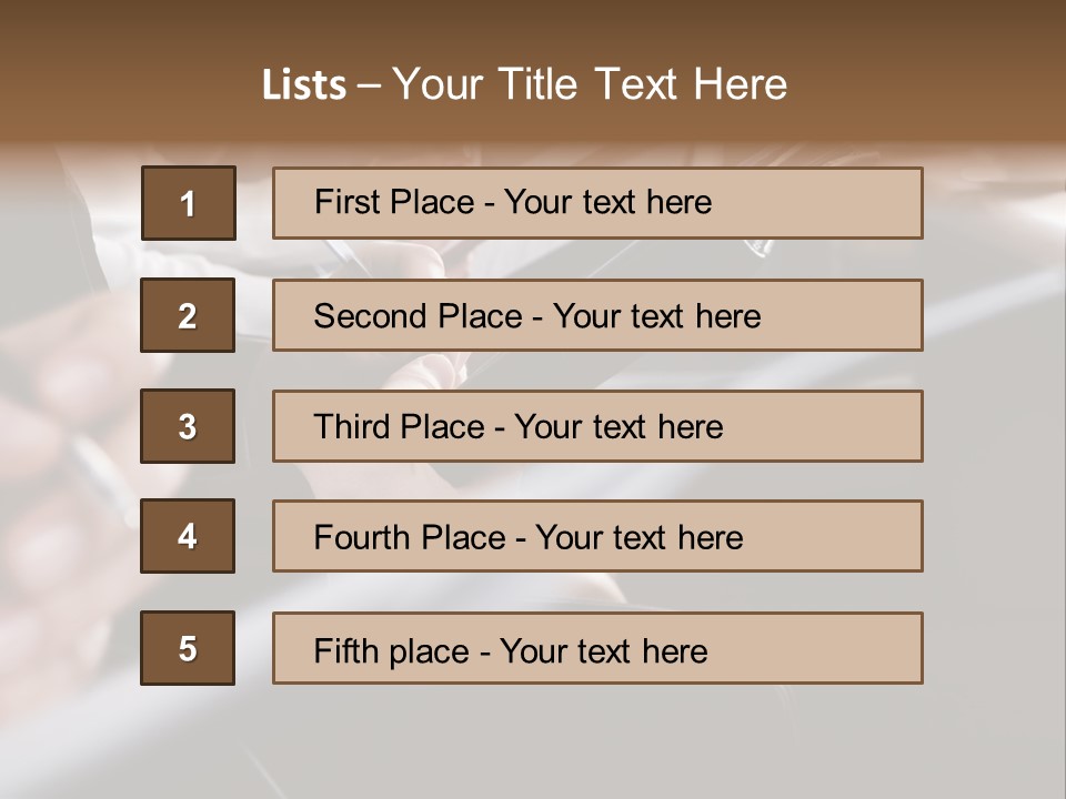 Row Of Hands Filling In A Form PowerPoint Template