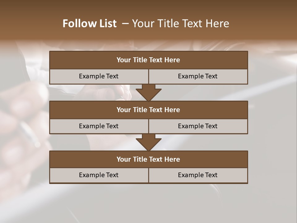 Row Of Hands Filling In A Form PowerPoint Template
