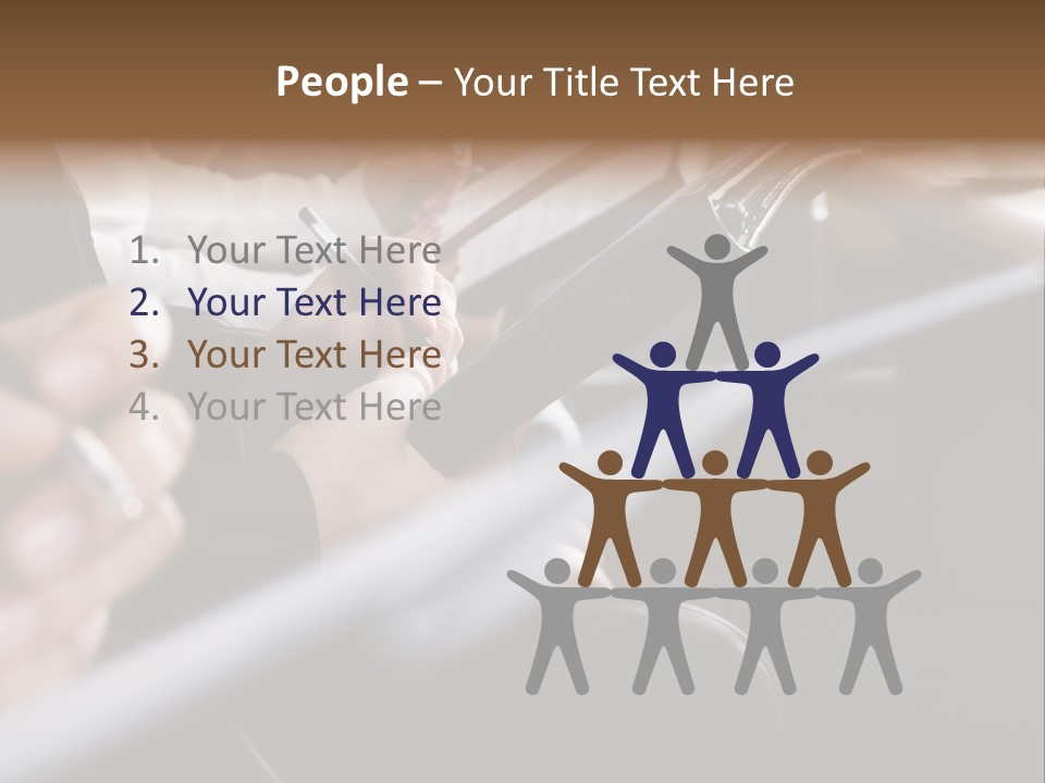 Row Of Hands Filling In A Form PowerPoint Template