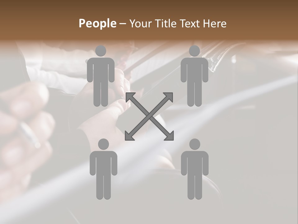 Row Of Hands Filling In A Form PowerPoint Template