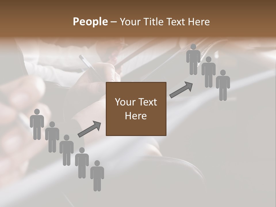 Row Of Hands Filling In A Form PowerPoint Template