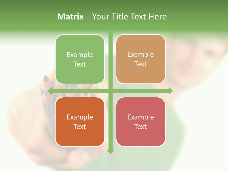 Guy Suggests And Holds Set Of Color Pencils In Hand On White Background; Close Up PowerPoint Template