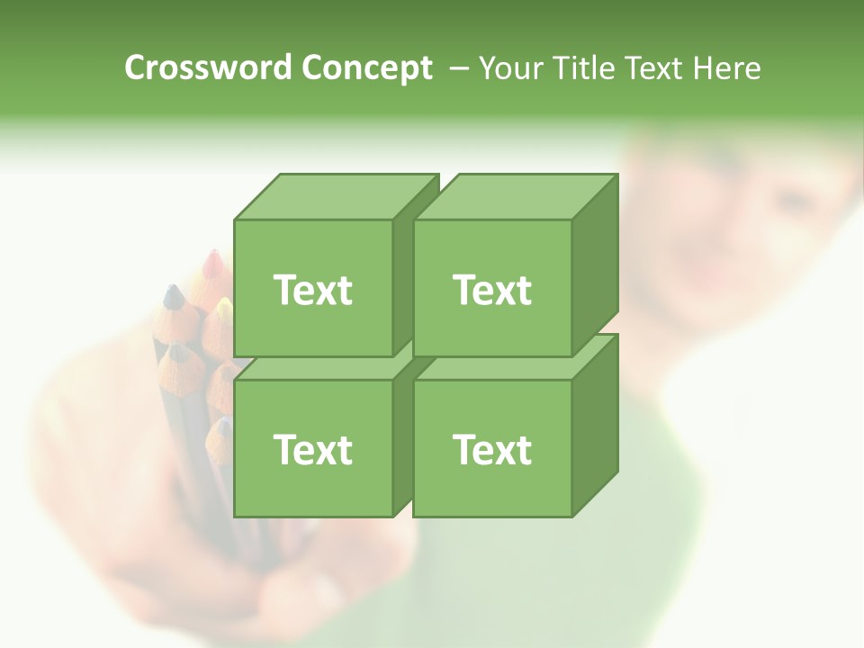 Guy Suggests And Holds Set Of Color Pencils In Hand On White Background; Close Up PowerPoint Template