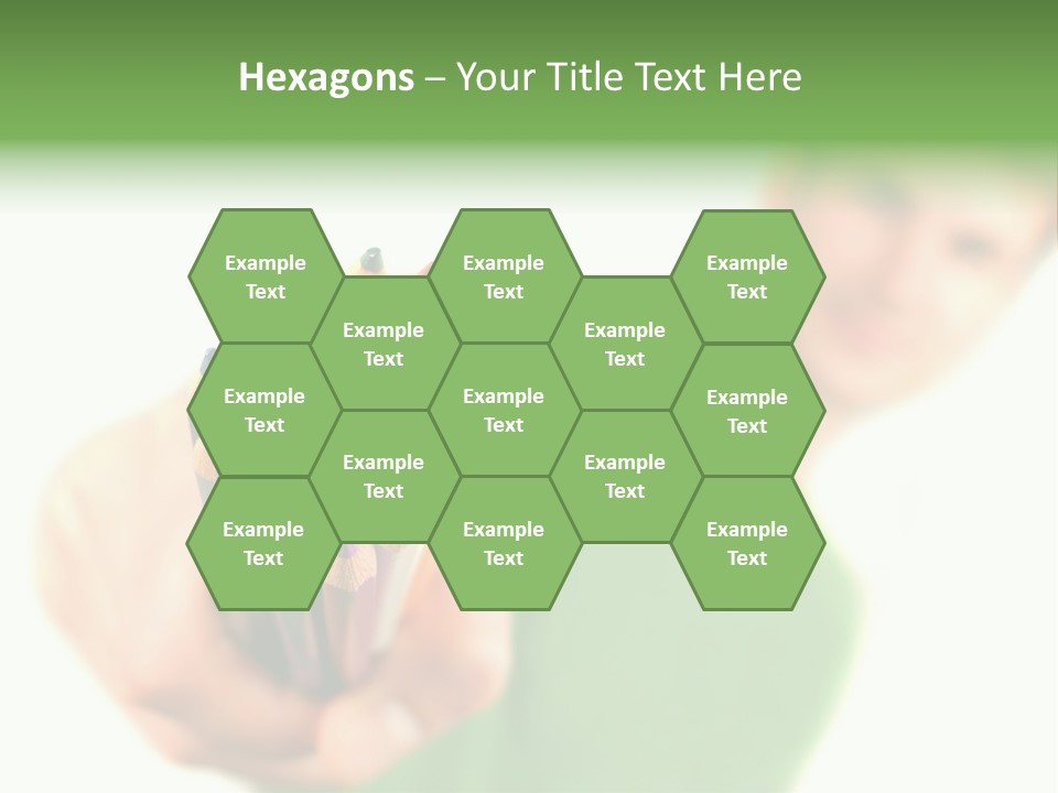 Guy Suggests And Holds Set Of Color Pencils In Hand On White Background; Close Up PowerPoint Template