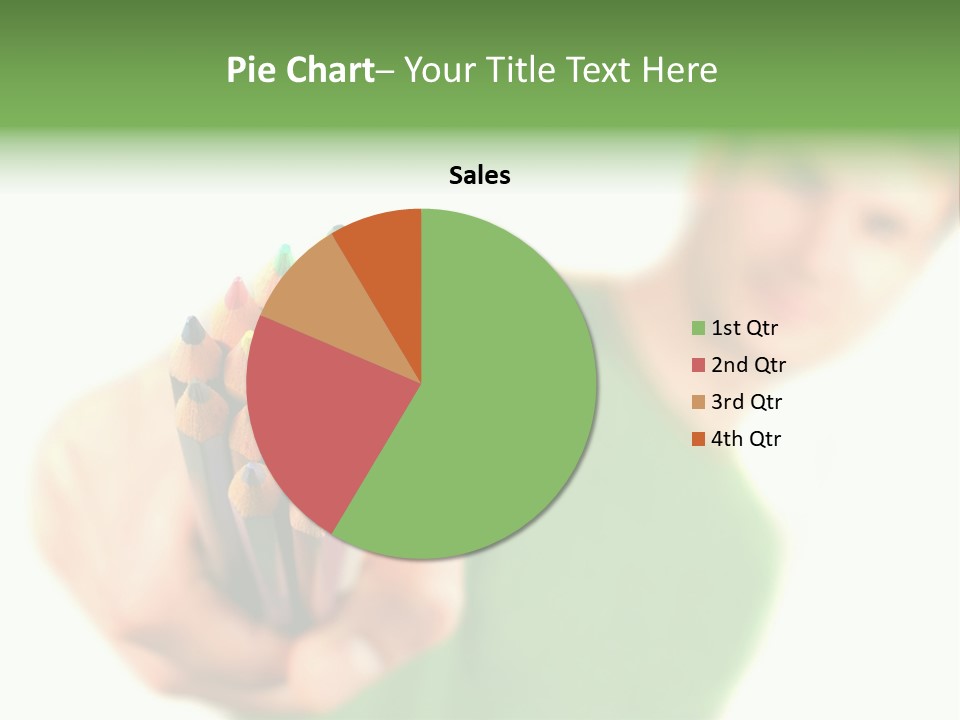 Guy Suggests And Holds Set Of Color Pencils In Hand On White Background; Close Up PowerPoint Template