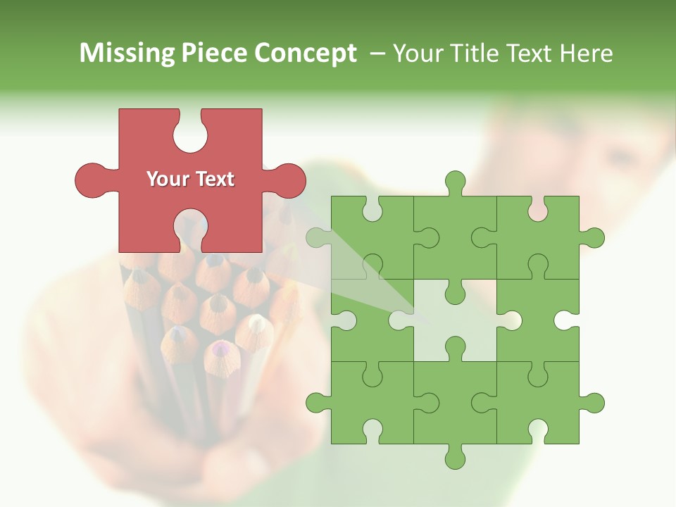 Guy Suggests And Holds Set Of Color Pencils In Hand On White Background; Close Up PowerPoint Template