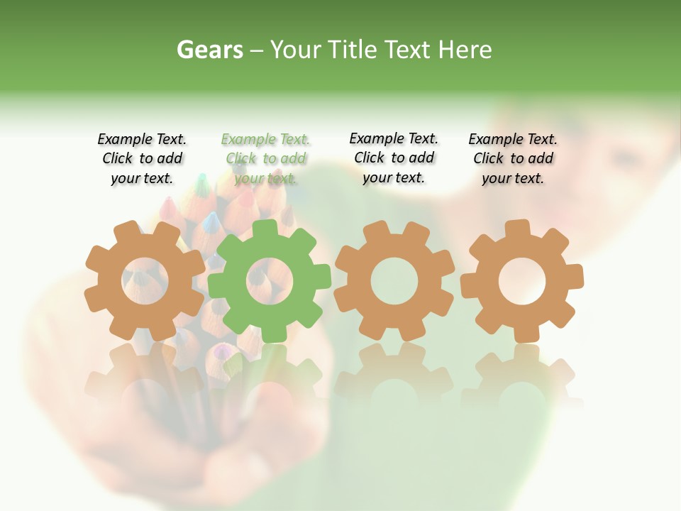 Guy Suggests And Holds Set Of Color Pencils In Hand On White Background; Close Up PowerPoint Template