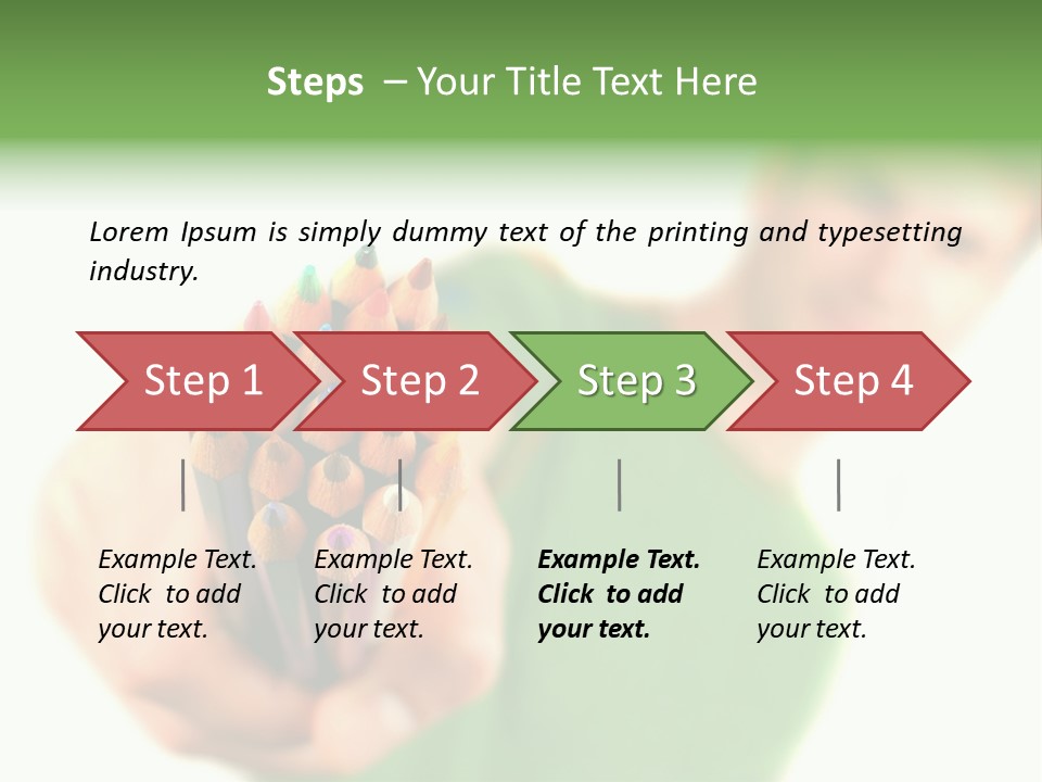 Guy Suggests And Holds Set Of Color Pencils In Hand On White Background; Close Up PowerPoint Template