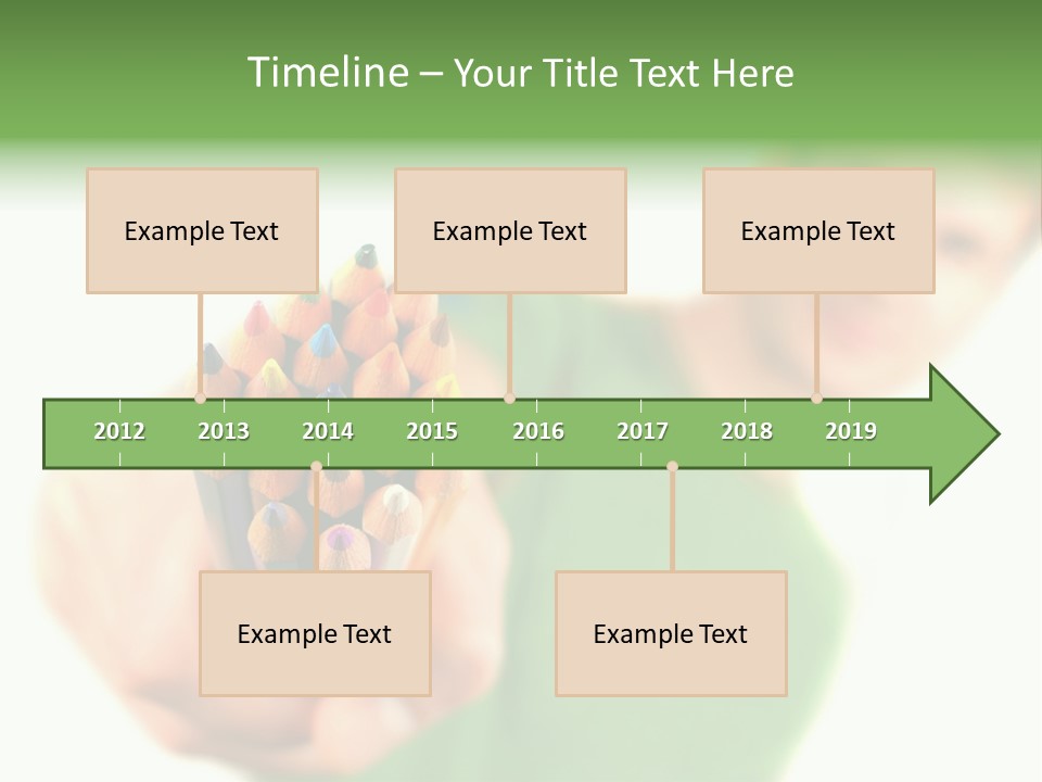 Guy Suggests And Holds Set Of Color Pencils In Hand On White Background; Close Up PowerPoint Template