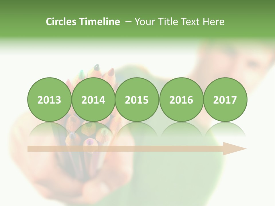 Guy Suggests And Holds Set Of Color Pencils In Hand On White Background; Close Up PowerPoint Template