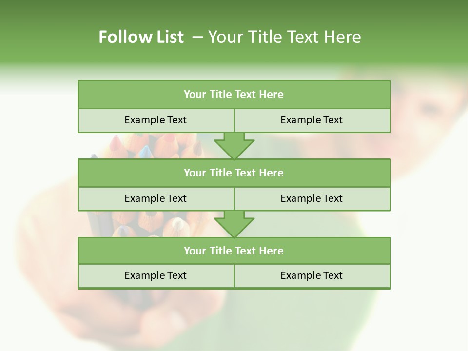 Guy Suggests And Holds Set Of Color Pencils In Hand On White Background; Close Up PowerPoint Template