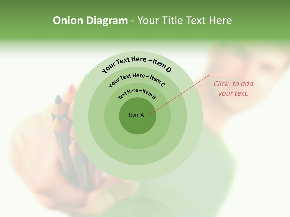 Guy Suggests And Holds Set Of Color Pencils In Hand On White Background; Close Up PowerPoint Template