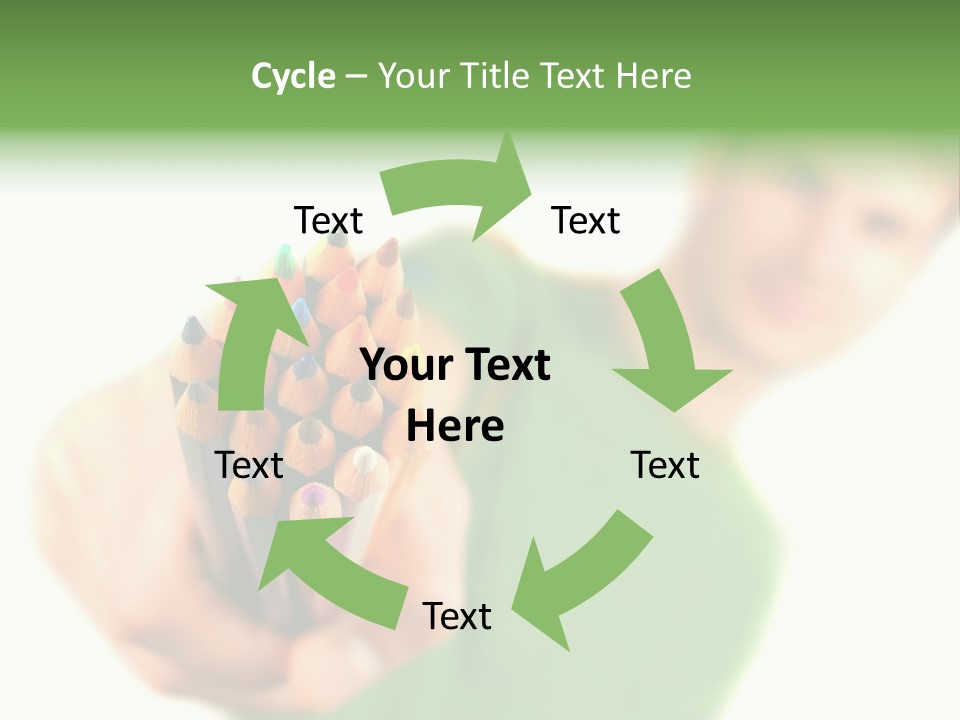 Guy Suggests And Holds Set Of Color Pencils In Hand On White Background; Close Up PowerPoint Template