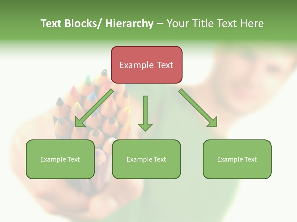 Guy Suggests And Holds Set Of Color Pencils In Hand On White Background; Close Up PowerPoint Template
