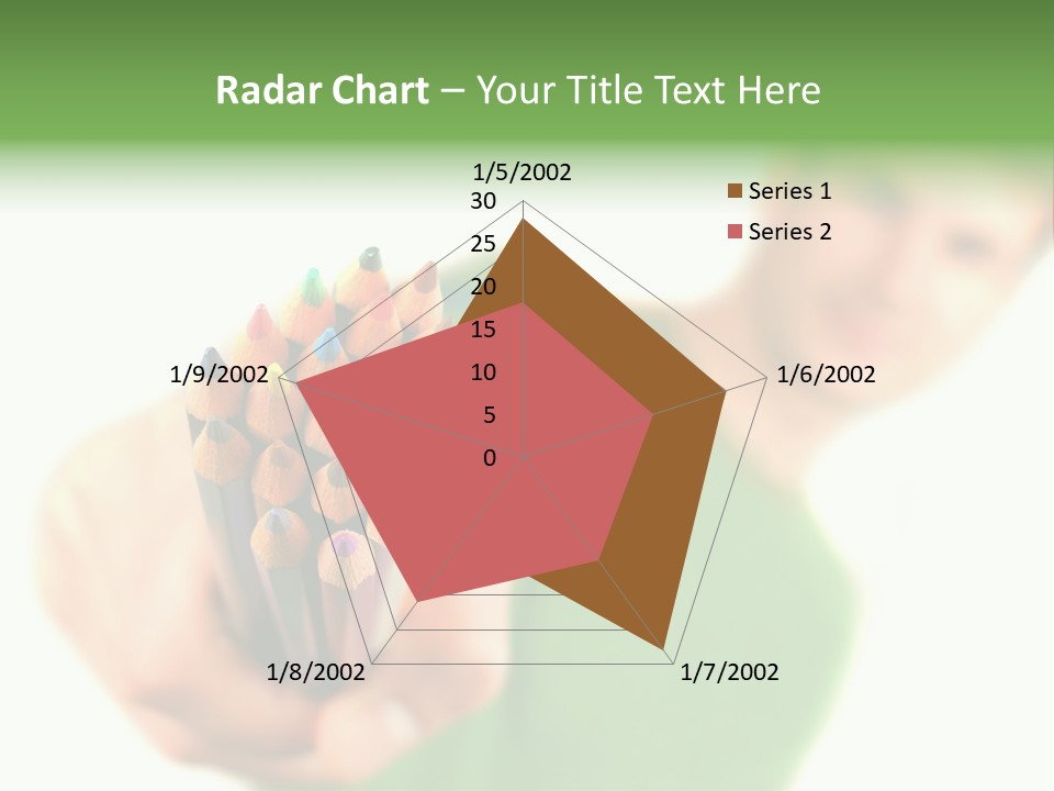 Guy Suggests And Holds Set Of Color Pencils In Hand On White Background; Close Up PowerPoint Template