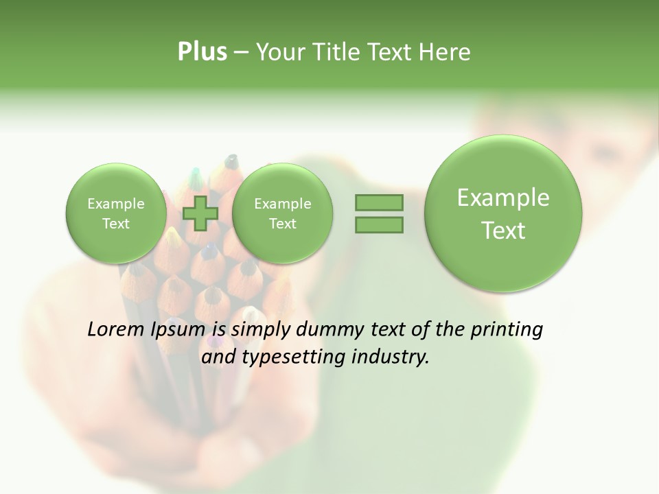 Guy Suggests And Holds Set Of Color Pencils In Hand On White Background; Close Up PowerPoint Template