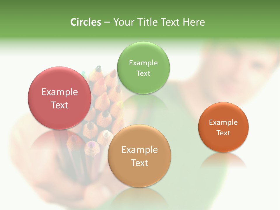 Guy Suggests And Holds Set Of Color Pencils In Hand On White Background; Close Up PowerPoint Template