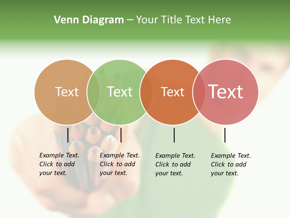 Guy Suggests And Holds Set Of Color Pencils In Hand On White Background; Close Up PowerPoint Template