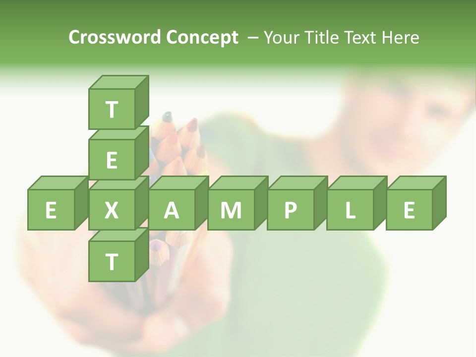 Guy Suggests And Holds Set Of Color Pencils In Hand On White Background; Close Up PowerPoint Template