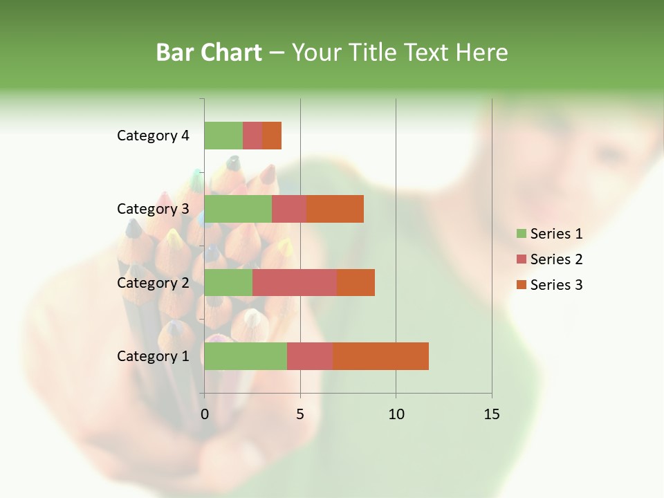Guy Suggests And Holds Set Of Color Pencils In Hand On White Background; Close Up PowerPoint Template