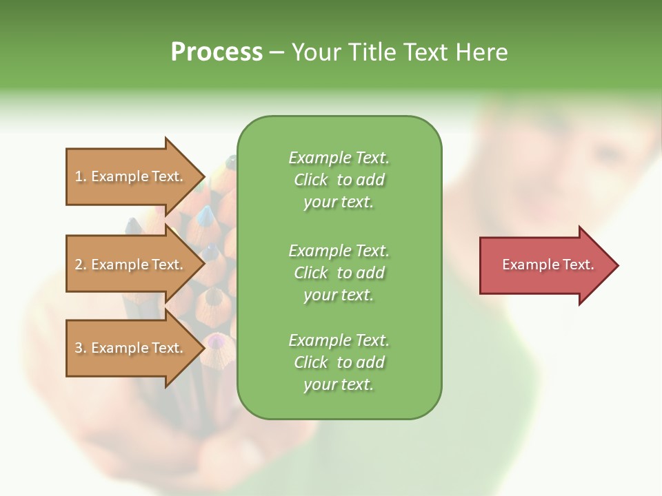 Guy Suggests And Holds Set Of Color Pencils In Hand On White Background; Close Up PowerPoint Template