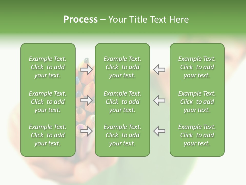 Guy Suggests And Holds Set Of Color Pencils In Hand On White Background; Close Up PowerPoint Template