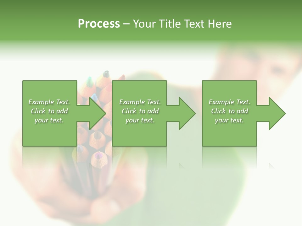 Guy Suggests And Holds Set Of Color Pencils In Hand On White Background; Close Up PowerPoint Template