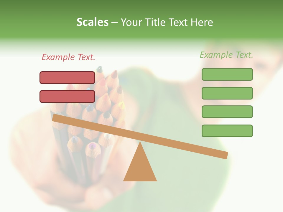 Guy Suggests And Holds Set Of Color Pencils In Hand On White Background; Close Up PowerPoint Template