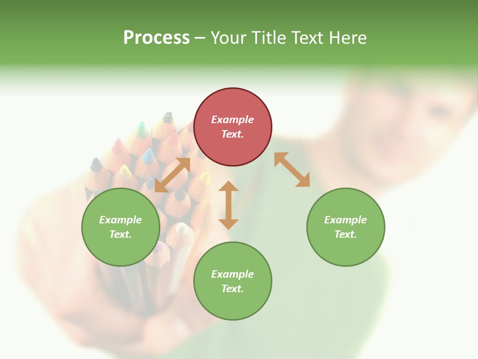 Guy Suggests And Holds Set Of Color Pencils In Hand On White Background; Close Up PowerPoint Template