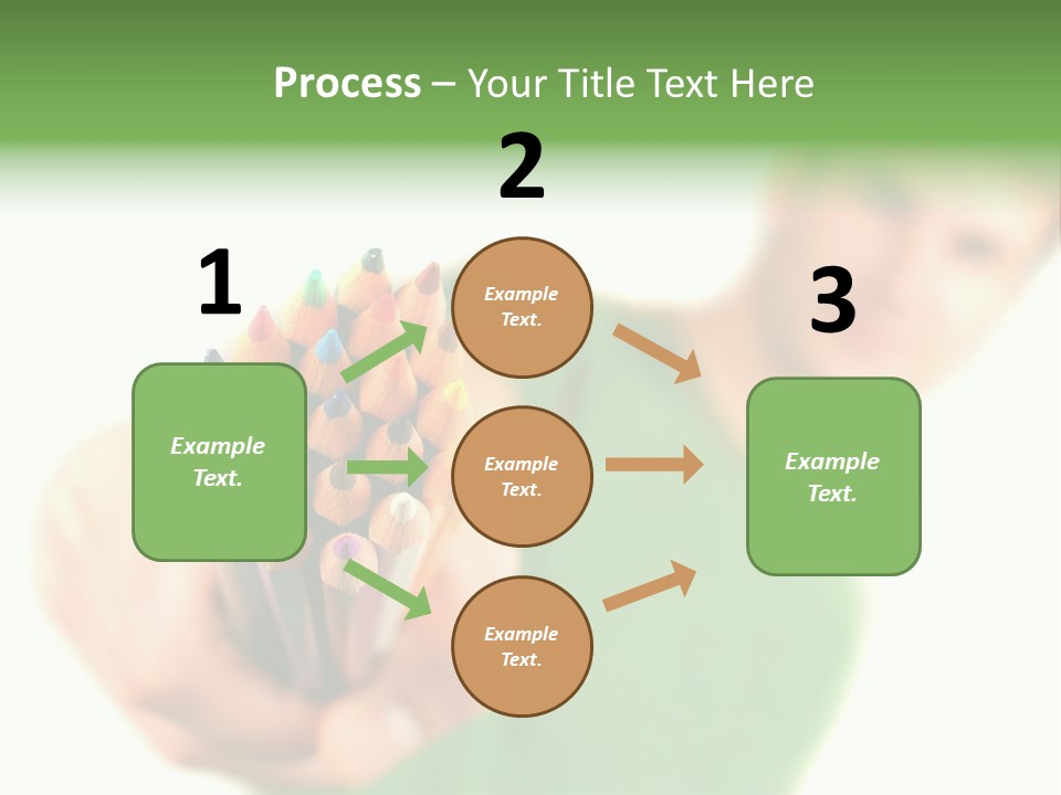 Guy Suggests And Holds Set Of Color Pencils In Hand On White Background; Close Up PowerPoint Template