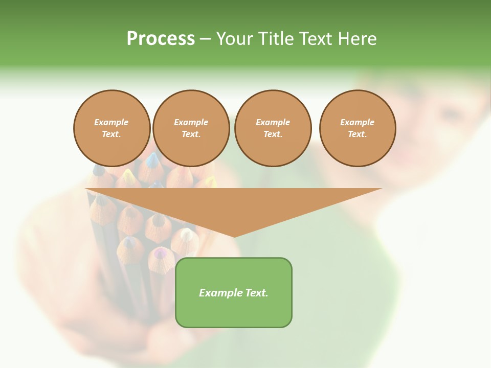 Guy Suggests And Holds Set Of Color Pencils In Hand On White Background; Close Up PowerPoint Template