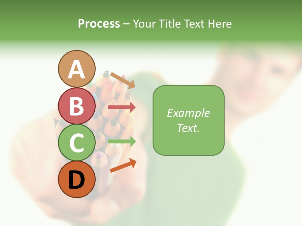 Guy Suggests And Holds Set Of Color Pencils In Hand On White Background; Close Up PowerPoint Template