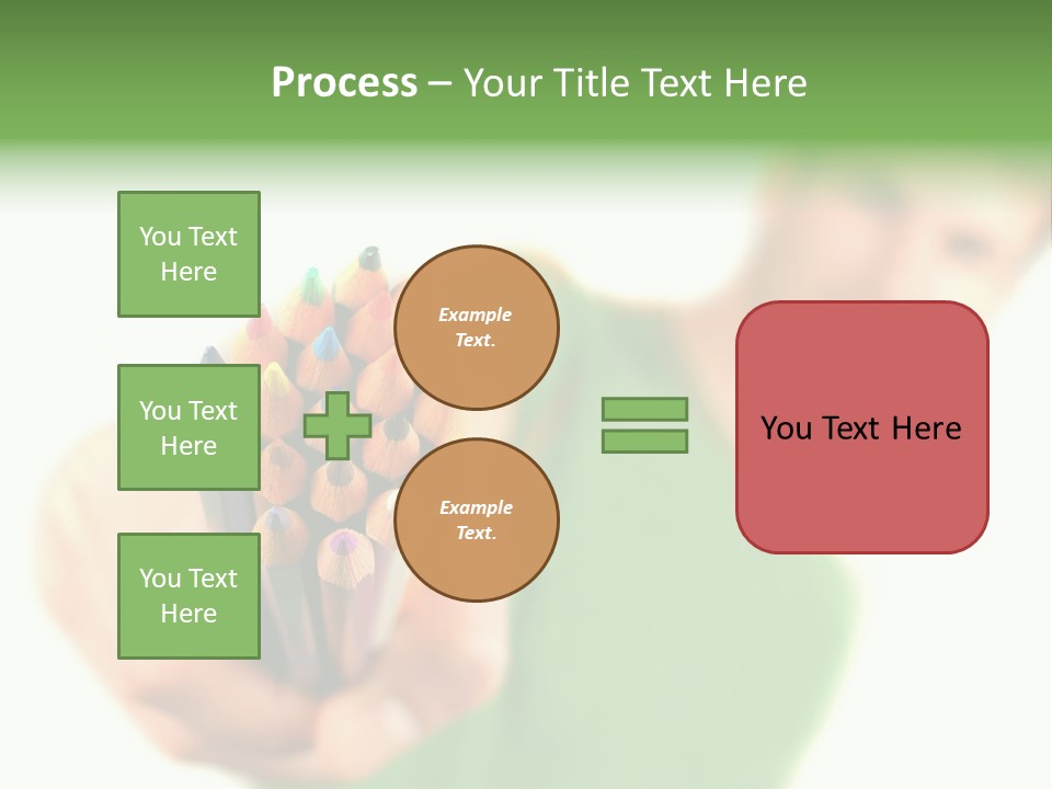 Guy Suggests And Holds Set Of Color Pencils In Hand On White Background; Close Up PowerPoint Template
