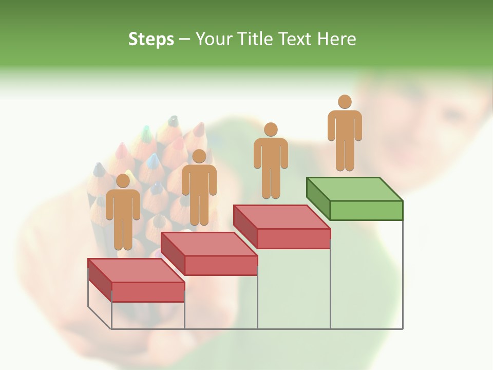 Guy Suggests And Holds Set Of Color Pencils In Hand On White Background; Close Up PowerPoint Template