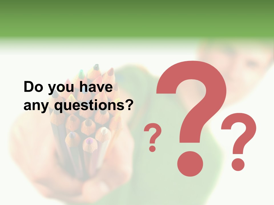 Guy Suggests And Holds Set Of Color Pencils In Hand On White Background; Close Up PowerPoint Template