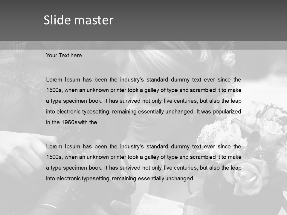 The Beautiful Bride And The Photographer. B/W PowerPoint Template