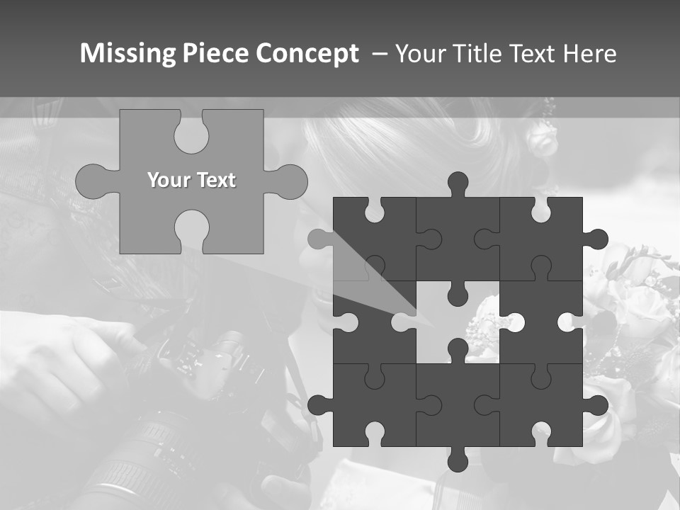 The Beautiful Bride And The Photographer. B/W PowerPoint Template