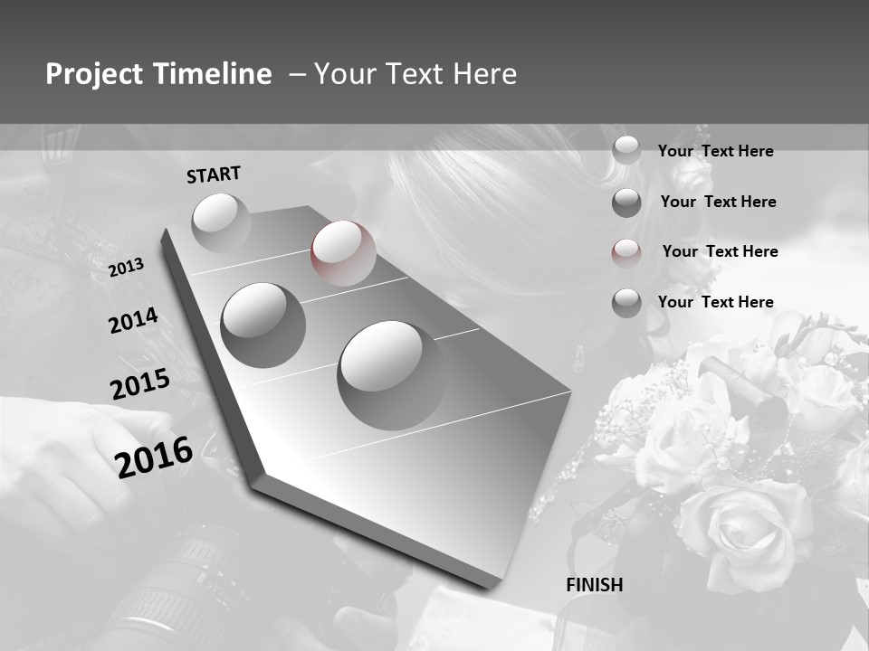 The Beautiful Bride And The Photographer. B/W PowerPoint Template