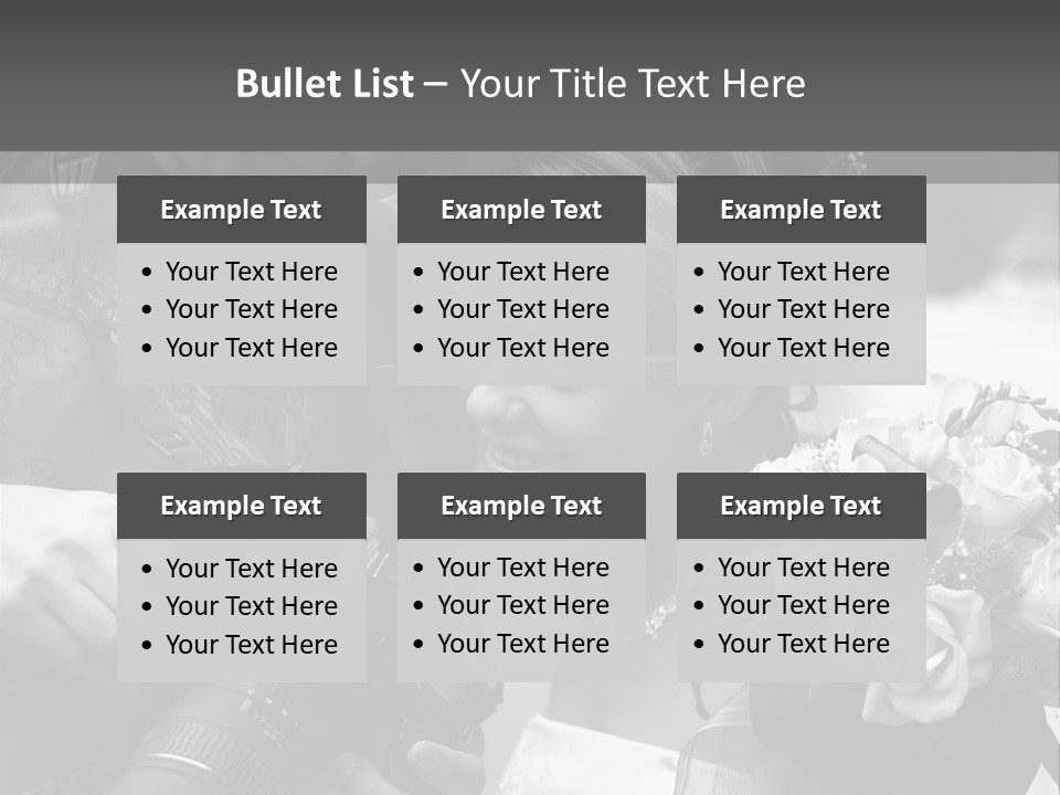 The Beautiful Bride And The Photographer. B/W PowerPoint Template