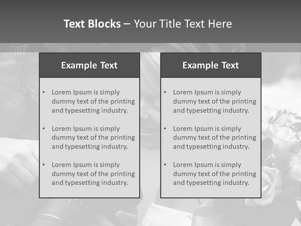 The Beautiful Bride And The Photographer. B/W PowerPoint Template