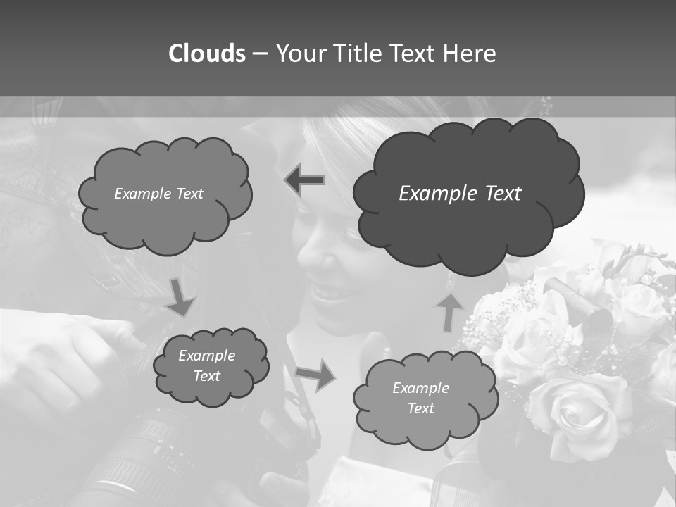 The Beautiful Bride And The Photographer. B/W PowerPoint Template